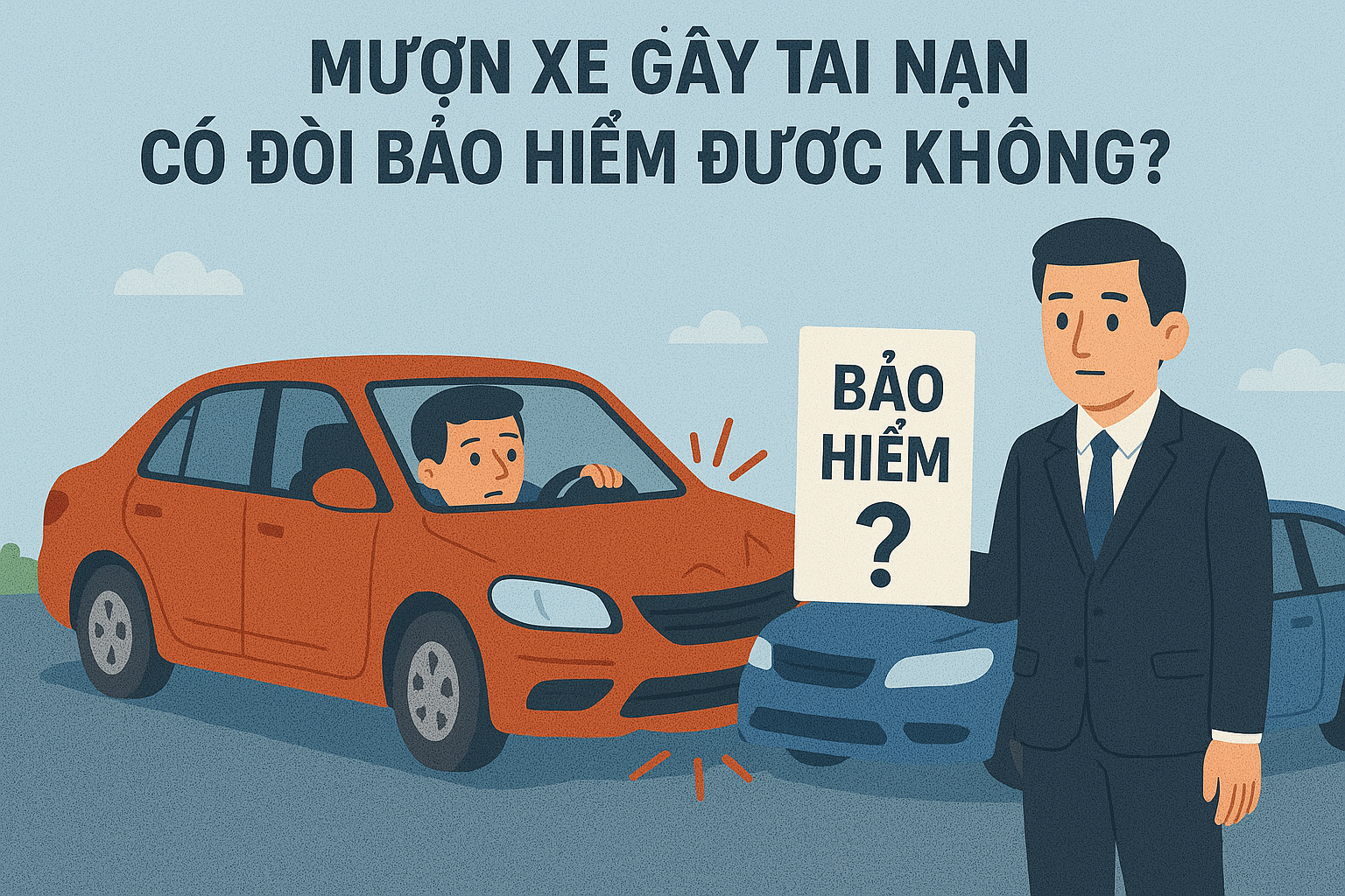 Người mượn xe gây tai nạn, Xe cho mượn bị tai nạn, Cho bạn mượn xe rồi tai nạn, Lái xe công ty bị tai nạn, Bảo hiểm ô tô, Bảo hiểm thân vỏ ô tô, Emily xevaban, Bảo hiểm bắt buộc, Mua bảo hiểm ô tô