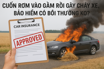 Cuốn rơm vào gầm rồi gây cháy xe, bảo hiểm có bồi thường không?